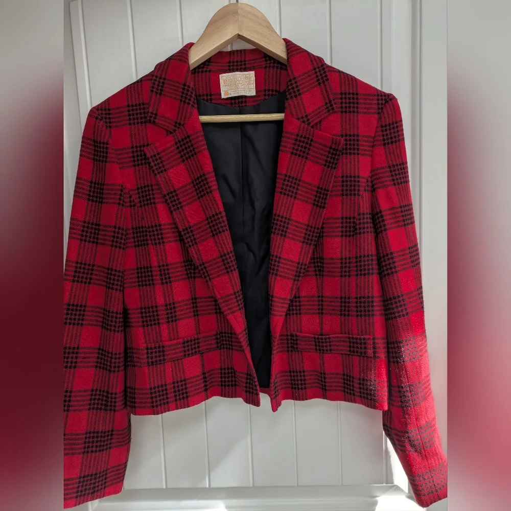 Pendleton Red Plaid Wool Women's Blazer - Picture 4 of 7